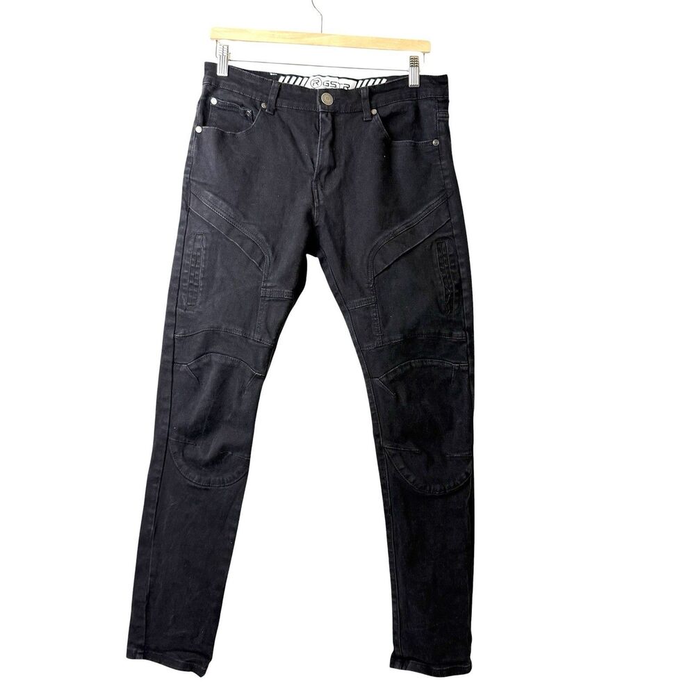 G-Star RAW 3D Moto Jeans Mens 32X29 Black Slim Tapered Stretch Panel Biker Denim